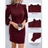 imageBlooming Jelly Womens Mini Sweater Dress Mock Neck Ruffle Long Puff Sleeve Ribbed Casual Bodycon Fall Dresses Winter ClothesBurgundy