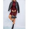 imageBlooming Jelly Womens Mini Sweater Dress Mock Neck Ruffle Long Puff Sleeve Ribbed Casual Bodycon Fall Dresses Winter ClothesBurgundy