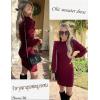 imageBlooming Jelly Womens Mini Sweater Dress Mock Neck Ruffle Long Puff Sleeve Ribbed Casual Bodycon Fall Dresses Winter ClothesBurgundy