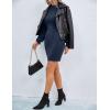 imageBlooming Jelly Womens Mini Sweater Dress Mock Neck Ruffle Long Puff Sleeve Ribbed Casual Bodycon Fall Dresses Winter ClothesNavy Blue