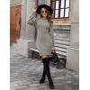 imageBlooming Jelly Womens Mini Sweater Dress Mock Neck Ruffle Long Puff Sleeve Ribbed Casual Bodycon Fall Dresses Winter ClothesSand Grey