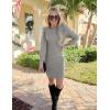 imageBlooming Jelly Womens Mini Sweater Dress Mock Neck Ruffle Long Puff Sleeve Ribbed Casual Bodycon Fall Dresses Winter ClothesSand Grey