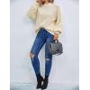 imageBlooming Jelly Womens Mock Neck Sweater Cable Knit Puff Sleeve Chunky Pullover Sweaters Fall Outfits Fashion Winter ClothesBeige
