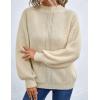 imageBlooming Jelly Womens Mock Neck Sweater Cable Knit Puff Sleeve Chunky Pullover Sweaters Fall Outfits Fashion Winter ClothesBeige