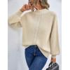 imageBlooming Jelly Womens Mock Neck Sweater Cable Knit Puff Sleeve Chunky Pullover Sweaters Fall Outfits Fashion Winter ClothesBeige