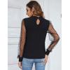 imageBlooming Jelly Womens Mock Neck Tops Keyhole Dressy Casual Blouses Polka Dot Long Sleeve Fall Outfits 2025Black