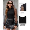 imageBlooming Jelly Womens Mock Neck Tops Keyhole Dressy Casual Blouses Polka Dot Long Sleeve Fall Outfits 2025Black