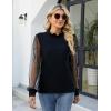imageBlooming Jelly Womens Mock Neck Tops Keyhole Dressy Casual Blouses Polka Dot Long Sleeve Fall Outfits 2025Pearl Black03