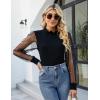 imageBlooming Jelly Womens Mock Neck Tops Keyhole Dressy Casual Blouses Polka Dot Long Sleeve Fall Outfits 2025Pearl Black03