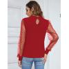 imageBlooming Jelly Womens Mock Neck Tops Keyhole Dressy Casual Blouses Polka Dot Long Sleeve Fall Outfits 2025Red