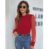 imageBlooming Jelly Womens Mock Neck Tops Keyhole Dressy Casual Blouses Polka Dot Long Sleeve Fall Outfits 2025Red