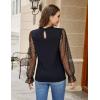 imageBlooming Jelly Womens Mock Neck Tops Keyhole Dressy Casual Blouses Polka Dot Long Sleeve Fall Outfits 2025Ruffle Cuff 06