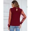 imageBlooming Jelly Womens Mock Neck Tops Keyhole Dressy Casual Blouses Polka Dot Long Sleeve Fall Outfits 2025Wine Red