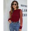 imageBlooming Jelly Womens Mock Neck Tops Keyhole Dressy Casual Blouses Polka Dot Long Sleeve Fall Outfits 2025Wine Red