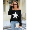 imageBlooming Jelly Womens Off The Shoulder Sweaters Cute Fall Tunic Tops Knitted Pullover SweaterBlack1