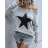 imageBlooming Jelly Womens Off The Shoulder Sweaters Cute Fall Tunic Tops Knitted Pullover SweaterGrey