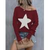 imageBlooming Jelly Womens Off The Shoulder Sweaters Cute Fall Tunic Tops Knitted Pullover SweaterRed