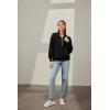 imageBlooming Jelly Womens Oversized Quarter Zip Cute Sweatshirt Lapel Cozy Fleece Trendy Thumb Hole PulloverBlack