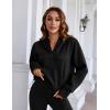 imageBlooming Jelly Womens Oversized Quarter Zip Cute Sweatshirt Lapel Cozy Fleece Trendy Thumb Hole PulloverBlack03
