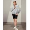 imageBlooming Jelly Womens Oversized Quarter Zip Cute Sweatshirt Lapel Cozy Fleece Trendy Thumb Hole PulloverGrey