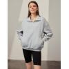 imageBlooming Jelly Womens Oversized Quarter Zip Cute Sweatshirt Lapel Cozy Fleece Trendy Thumb Hole PulloverGrey