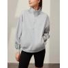imageBlooming Jelly Womens Oversized Quarter Zip Cute Sweatshirt Lapel Cozy Fleece Trendy Thumb Hole PulloverGrey