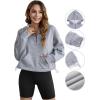 imageBlooming Jelly Womens Oversized Quarter Zip Cute Sweatshirt Lapel Cozy Fleece Trendy Thumb Hole PulloverGrey03