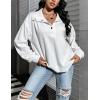 imageBlooming Jelly Womens Oversized Quarter Zip Cute Sweatshirt Lapel Cozy Fleece Trendy Thumb Hole PulloverWhite02