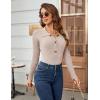 imageBlooming Jelly Womens Pullover Sweater Knit LongSleeve VNeck Collared ButtonUp TopsApricot