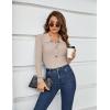 imageBlooming Jelly Womens Pullover Sweater Knit LongSleeve VNeck Collared ButtonUp TopsApricot