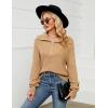 imageBlooming Jelly Womens Quarter Zip Pullover Sweaters Cropped V Neck Loose Fit Trendy Tops 2023 Casual Fall SweaterKhaki