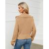 imageBlooming Jelly Womens Quarter Zip Pullover Sweaters Cropped V Neck Loose Fit Trendy Tops 2023 Casual Fall SweaterKhaki