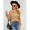 imageBlooming Jelly Womens Quarter Zip Pullover Sweaters Cropped V Neck Loose Fit Trendy Tops 2023 Casual Fall SweaterKhaki