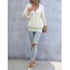 imageBlooming Jelly Womens Sexy VNeck Knitted Sweaters Wrap Lantern Sleeve Chunky Fall Winter Pullover Tops with PearlsApricot