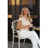 imageBlooming Jelly Womens Silk Dressy Casual Business Blouse Ruffle Sleeve Tops Summer V Neck Pleated Work ShirtsBeige