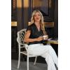imageBlooming Jelly Womens Silk Dressy Casual Business Blouse Ruffle Sleeve Tops Summer V Neck Pleated Work ShirtsBlack