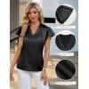 imageBlooming Jelly Womens Silk Dressy Casual Business Blouse Ruffle Sleeve Tops Summer V Neck Pleated Work ShirtsBlack