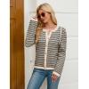 imageBlooming Jelly Womens Striped Cardigan Sweaters Dressy Casual Chunky Knit Coats 2024 Trendy Fall OutfitsApricot