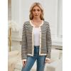 imageBlooming Jelly Womens Striped Cardigan Sweaters Dressy Casual Chunky Knit Coats 2024 Trendy Fall OutfitsApricot