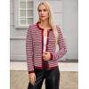 imageBlooming Jelly Womens Striped Cardigan Sweaters Dressy Casual Chunky Knit Coats 2024 Trendy Fall OutfitsRed