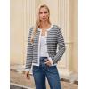 imageBlooming Jelly Womens Striped Cardigan Sweaters Dressy Casual Chunky Knit Coats 2024 Trendy Fall OutfitsWhite