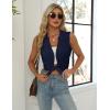 imageBlooming Jelly Womens Summer Button Down Tank Tops Work Dressy Casual Blouses Pleated Sleeveless Trendy Shirts 2025Navy Blue
