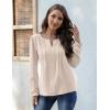 imageBlooming Jelly Womens Tops Dressy Casual Long Sleeve Shirts V Neck Chiffon Blouses Fall Clothes 2024Apricot