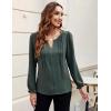 imageBlooming Jelly Womens Tops Dressy Casual Long Sleeve Shirts V Neck Chiffon Blouses Fall Clothes 2024Army Green