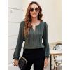 imageBlooming Jelly Womens Tops Dressy Casual Long Sleeve Shirts V Neck Chiffon Blouses Fall Clothes 2024Army Green
