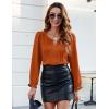 imageBlooming Jelly Womens Tops Dressy Casual Long Sleeve Shirts V Neck Chiffon Blouses Fall Clothes 2024Caramel