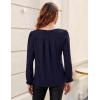 imageBlooming Jelly Womens Tops Dressy Casual Long Sleeve Shirts V Neck Chiffon Blouses Fall Clothes 2024Dark Blue