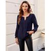 imageBlooming Jelly Womens Tops Dressy Casual Long Sleeve Shirts V Neck Chiffon Blouses Fall Clothes 2024Dark Blue