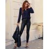 imageBlooming Jelly Womens Tops Dressy Casual Long Sleeve Shirts V Neck Chiffon Blouses Fall Clothes 2024Dark Blue