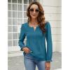 imageBlooming Jelly Womens Tops Dressy Casual Long Sleeve Shirts V Neck Chiffon Blouses Fall Clothes 2024Dark Cyan